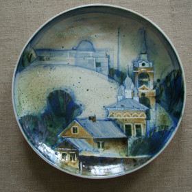 Преподаватель-Гуслякова Г.А. Дипломная работа- Бердикова В. "Калуга космическая"  Блюдо фарфор